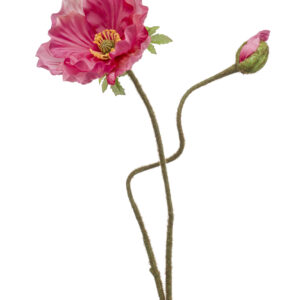Zijden poppy 2 bloemen roze 74 cm