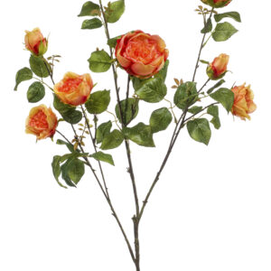 Zijden roos op steel 3 bloemen oranje110 cm