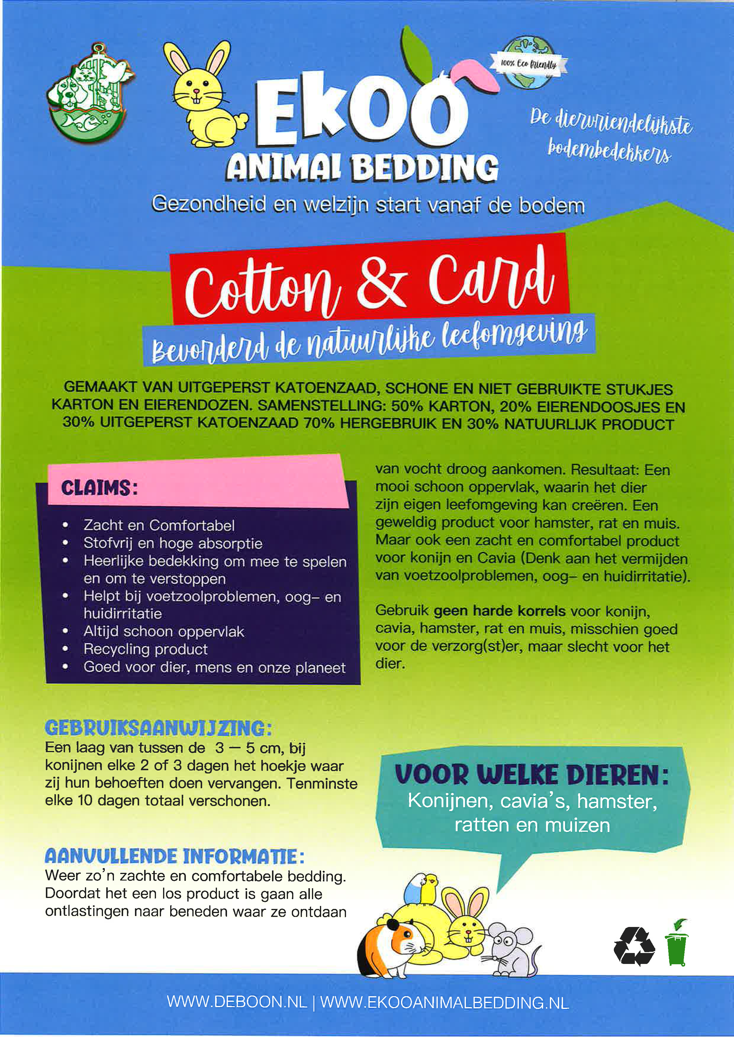 Ekoo bodembedekker Animalbedding cotton & card