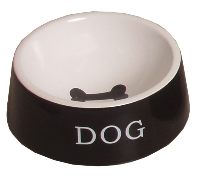 Honden eetbak steen zwart-wit 16cm