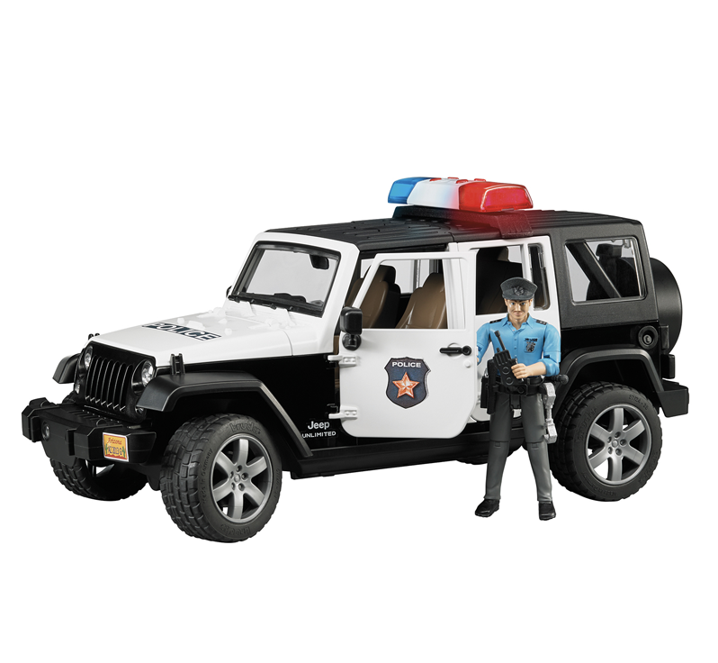Jeep Wrangler Unlimited Rubicon politieauto met politieman 1:16