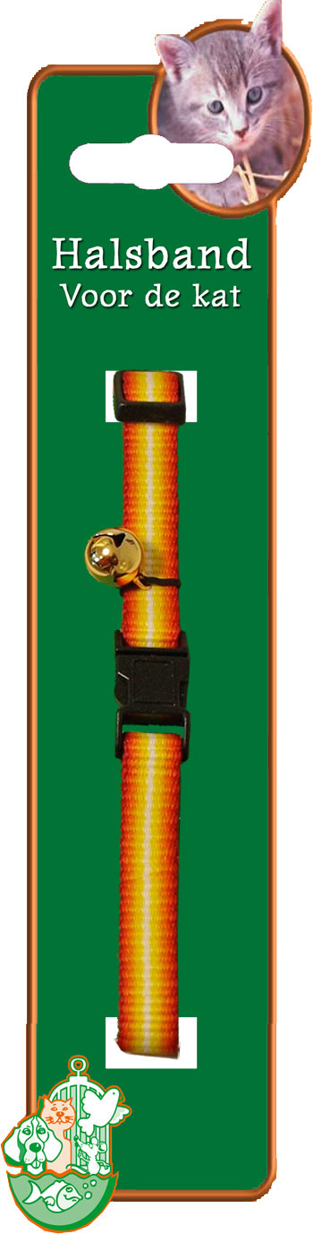 Halsband nylon oranje/wit streep