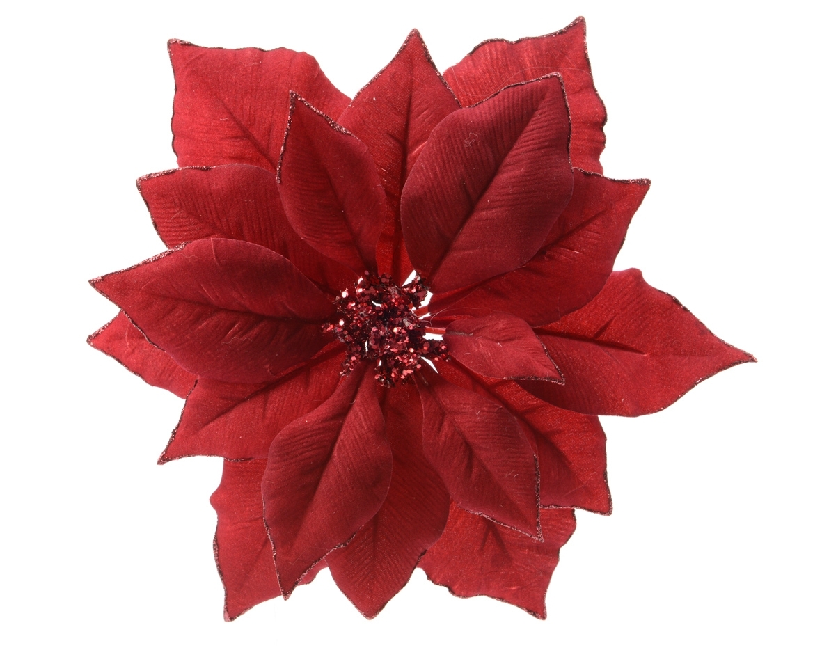 Poinsettia stof clip l24b24h6 rood